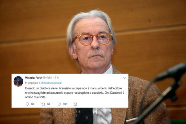Il pessimo gusto di Vittorio Feltri su Calabresi: «Ora è orfano due volte»