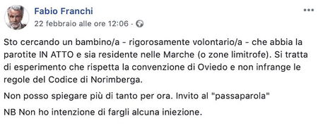 L’esperimento del medico No-Vax Fabio Franchi su un bambino con gli orecchioni article-post