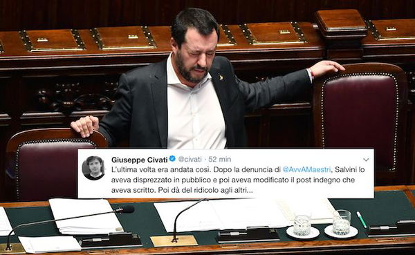 Matteo Salvini ironizza sulla denuncia di Maestri, ma Civati gli ricorda come era andata «l’ultima volta»