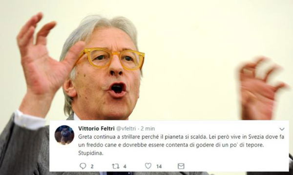 Feltri se la prende anche con Greta Thunberg: «Vive in Svezia, dovrebbe ringraziare per il tepore la stupidina»