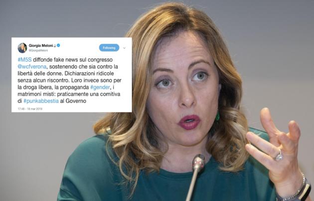 Giorgia Meloni dice che quelli del M5S sono una «comitiva di punkabbestia al governo» article-post