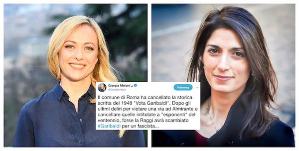 Giorgia Meloni contro Virginia Raggi: «Scambia Garibaldi per fascista»