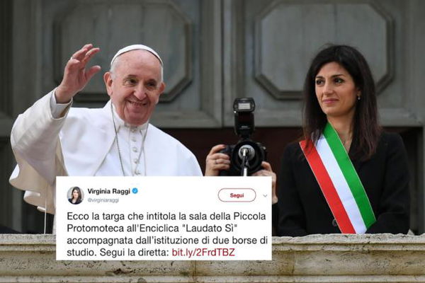 Virginia Raggi sbaglia il nome dell’enciclica del Papa e scrive «Laudato sì»