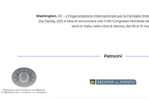 Su Internet il Governo sostiene ancora il Congresso sulla famiglia di Verona