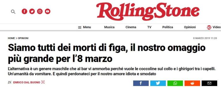 Per Rolling Stone la donna si celebra con l’erezione