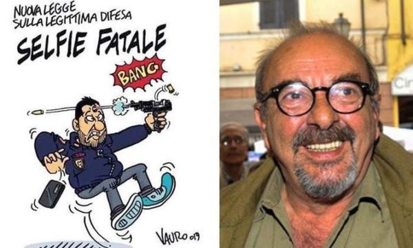 Matteo Salvini pronto a querelare Vauro per la sua vignetta sulla legittima difesa