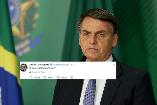 Bolsonaro chiede cosa sia la «Golden shower» dopo averne twittato il video