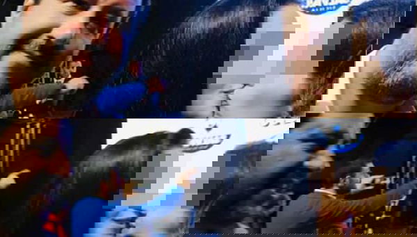 L’espressione di Matteo Salvini quando si accorge del bacio saffico tra Gaia e Matilde