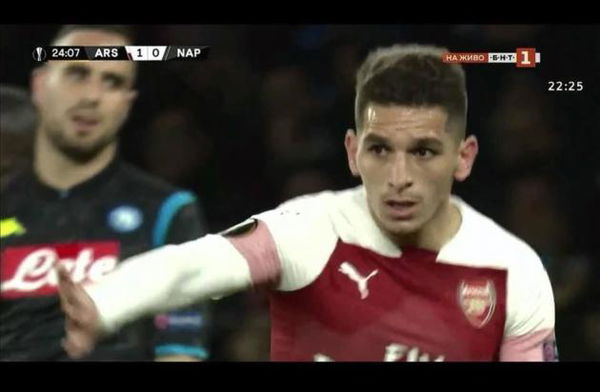 Torreira e la dedica alla Sampdoria durante Arsenal-Napoli