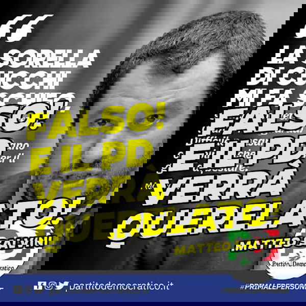 Salvini dice che vuole querelare il PD «per aver diffuso una sua frase falsa su Ilaria Cucchi»