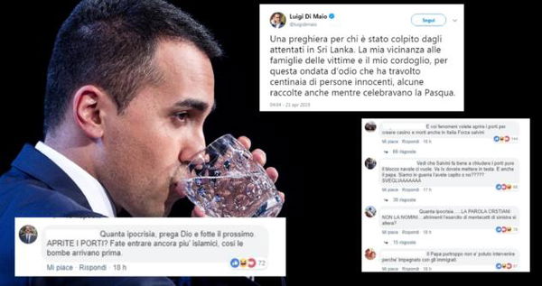 Di Maio twitta un pensiero per le vittime dello Sri Lanka e viene attaccato dai social