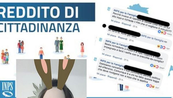 I selfie con le orecchie da coniglio per solidarietà con l’utente blastata dall’Inps