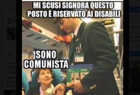 Il consigliere della Lega posta il meme sui comunisti e i disabili, poi lo cancella: «Un malinteso» article-post