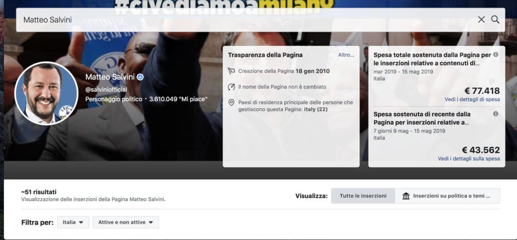 spesa Lega su Facebook