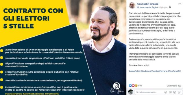 Le promesse elettorali a Cinque Stelle del neo-sindaco leghista di Ferrara article-post
