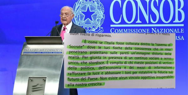 Perché la «Caverna di Socrate» citata da Savona non è un errore