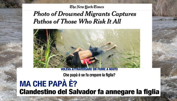 Libero sulla foto dei migranti morti nel Rio Grande: «Che papà è se fa crepare la figlia?»