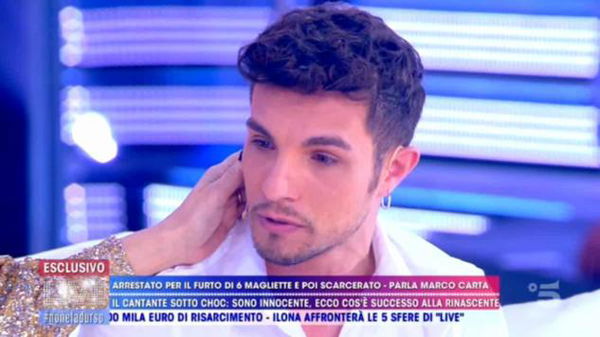 Le lacrime di Marco Carta da Barbara D’Urso per gridare la sua innocenza