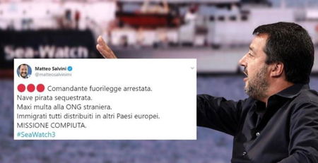 Sea Watch 3: Salvini twitta «Missione compiuta», ma non è stata rispettata nessuna sua indicazione article-post
