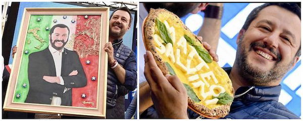 Matteo Salvini in Campania: tra ritratti, pizze e lettere «mio capitano, darei la vita per te»