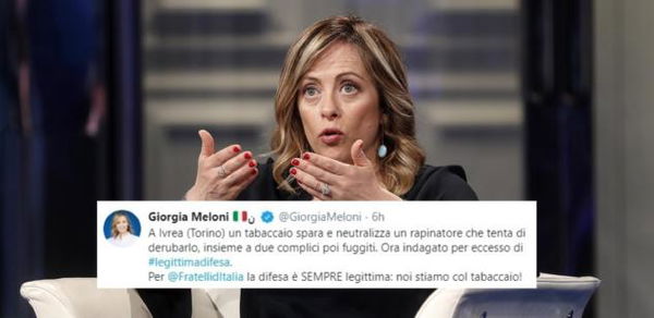 Giorgia Meloni sta col tabaccaio che ha «neutralizzato» il ladro