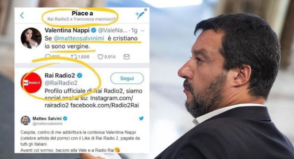 Matteo Salvini contro Rai Radio2 per un like alla pornostar Valentina Nappi