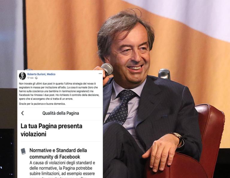 Facebook ha rimosso i contenuti di Burioni su segnalazione dei no-vax