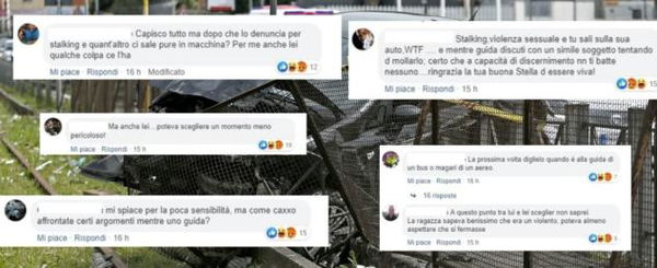 Lei dice di volerlo lasciare, lui sbanda con l’auto per fargliela pagare. Ma per i social la colpa è della donna