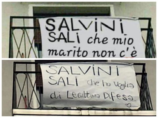 Salvini ha pubblicato la foto di uno striscione ritoccato