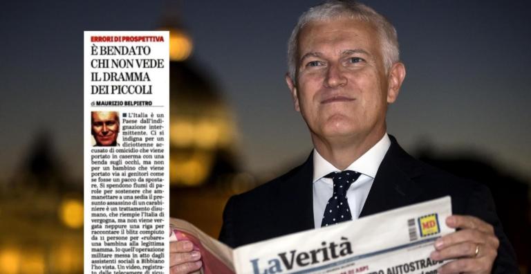 Belpietro ‘smorza’ le polemiche sull’americano bendato chiedendo: «E allora Bibbiano?»