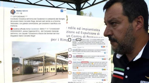 Matteo Salvini rilancia la raccolta fondi per il carabiniere ucciso, ma la sua fan base non è d’accordo