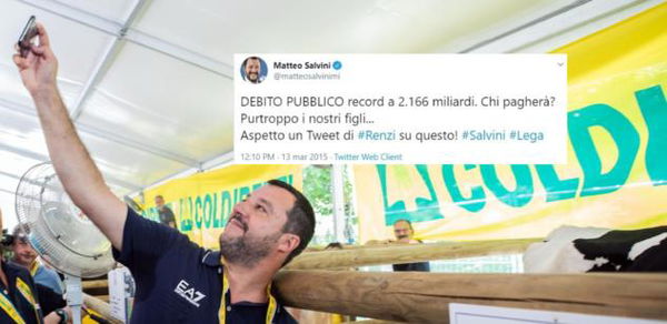 Quando Salvini scriveva che il debito pubblico «lo pagheranno i nostri figli»