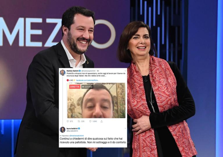 Salvini chiede la solidarietà di Boldrini per il proiettile ricevuto, lei: «Non mi sottraggo, mia politica diversa dalla tua»