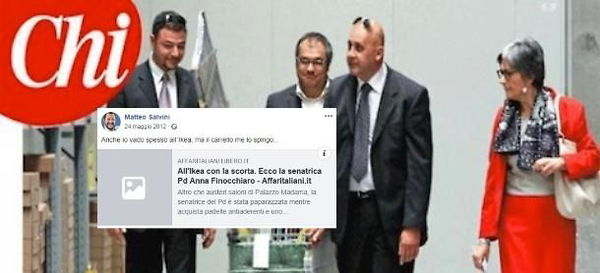 Quando Salvini criticò Finocchiaro perché la scorta le spinse il carrello della spesa