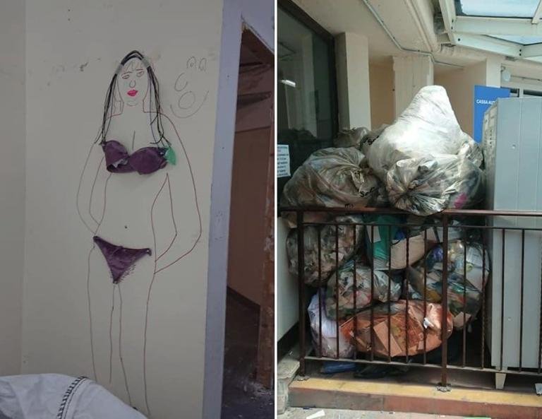 Roma, espongono l’intimo di una dipendente dell’Ospedale San Carlo di Nency