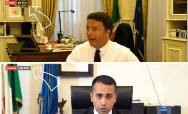 Renzi esulta perché la sua diretta Facebook è stata seguita più di quelle di Salvini e Di Maio