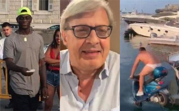 Sgarbi difende Balotelli: «Il lancio dello scooter? Un’opera d’arte» | VIDEO