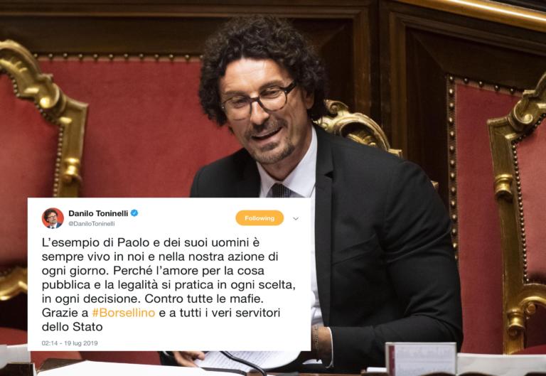 Toninelli ricorda Borsellino: «L’esempio di Paolo è sempre vivo»