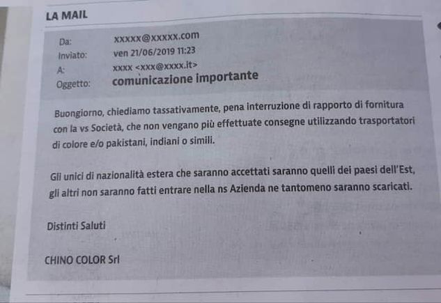Il caso della mail di Brescia: «No alle consegne con fattorini di colore»