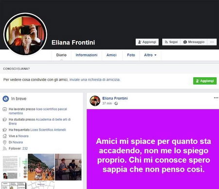 L’insegnante di Novara si difende: «Il post sulla morte del Carabiniere non l’ho scritto io» article-post