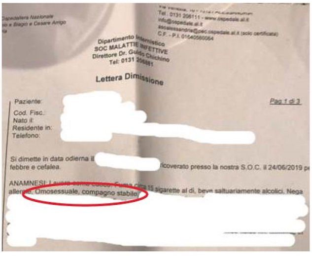 “Omosessuale e con compagno stabile”: il referto shock dell’ospedale di Alessandria