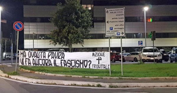 Blitz di Azione Frontale a Fiumicino: «Ma quanta paura vi fa il fascismo?»