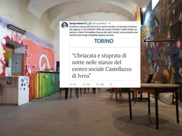 Giorgia Meloni attacca per lo «stupro nel centro sociale». Ma la porta è stata forzata