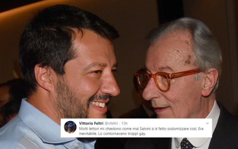 Feltri su Salvini: «Si è fatto sodomizzare perché circondato dai gay»