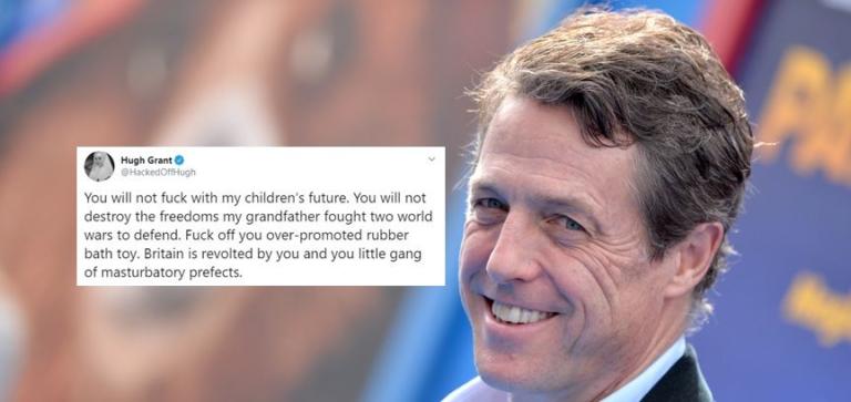 Brexit, Hugh Grant attacca Boris Johnson: «Fot**ti pupazzo da bagno in gomma»