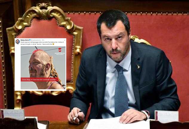 Tribunale tedesco emette un’ingiunzione provvisoria per Salvini che pubblicò la foto di un membro dell’equipaggio della Lifeline