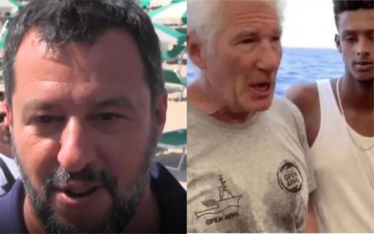 Salvini (in spiaggia) parla di Richard Gere (sulla Open Arms): «Spero si abbronzi» | VIDEO