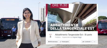 Virginia Raggi crea un evento Facebook per l’abbattimento Tangenziale Est article-post