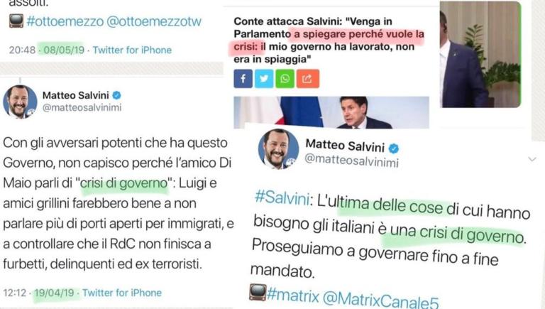 Quando Salvini diceva che la crisi di governo era «l’ultima cosa di cui gli italiani hanno bisogno»