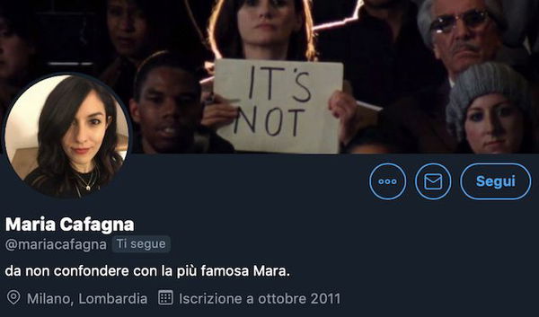 L’account di Maria Cafagna che non è un fake di Mara Carfagna
